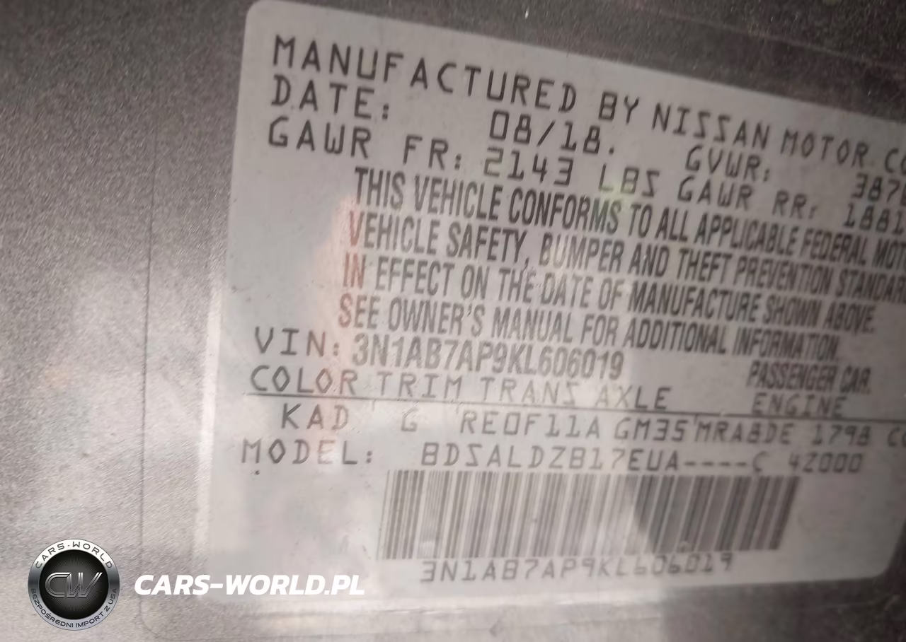 2019 Nissan Sentra Sv VIN:3N1AB7AP9KL606019 - 9