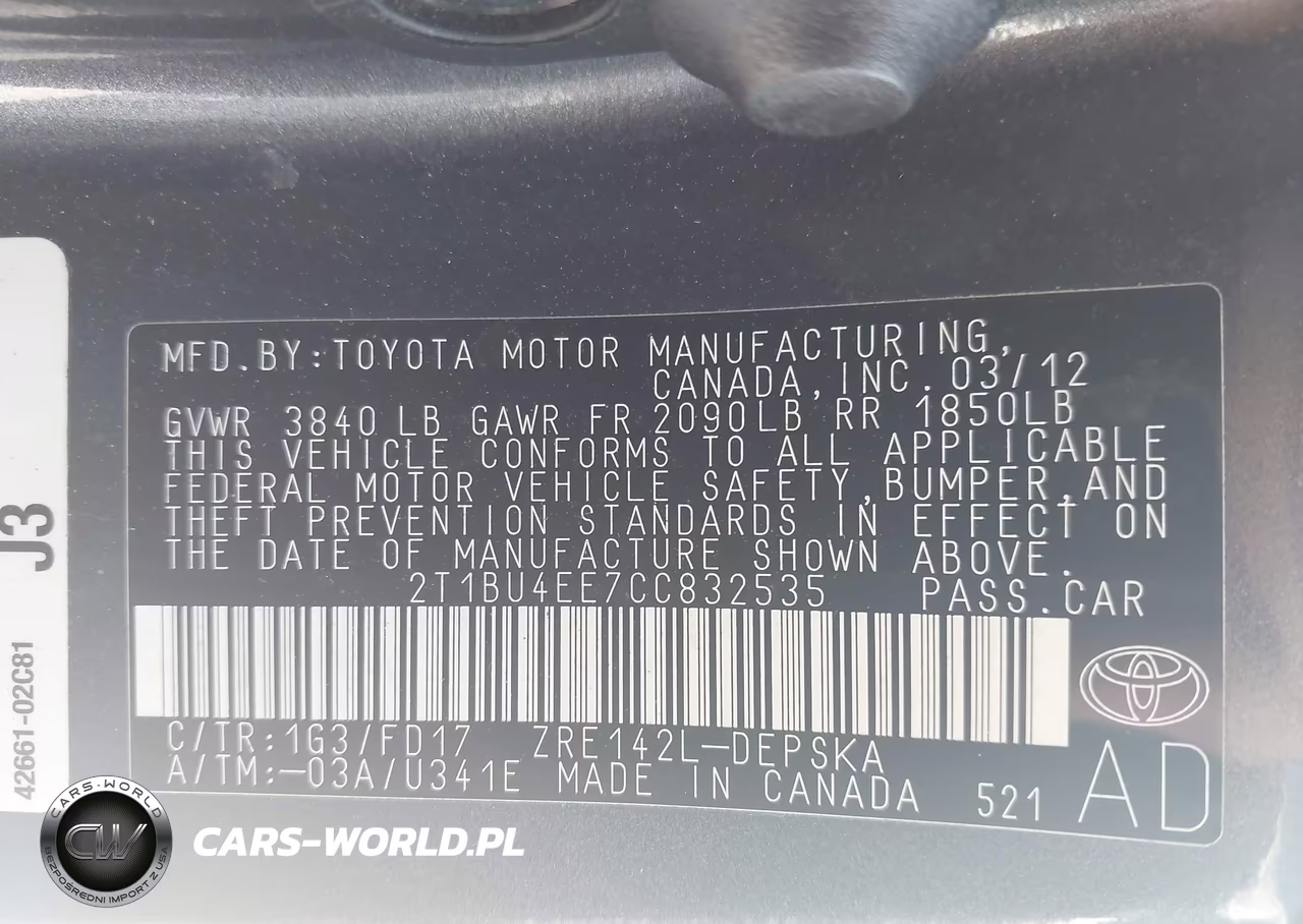 2012 Toyota Corolla S VIN:2T1BU4EE7CC832535 - 9