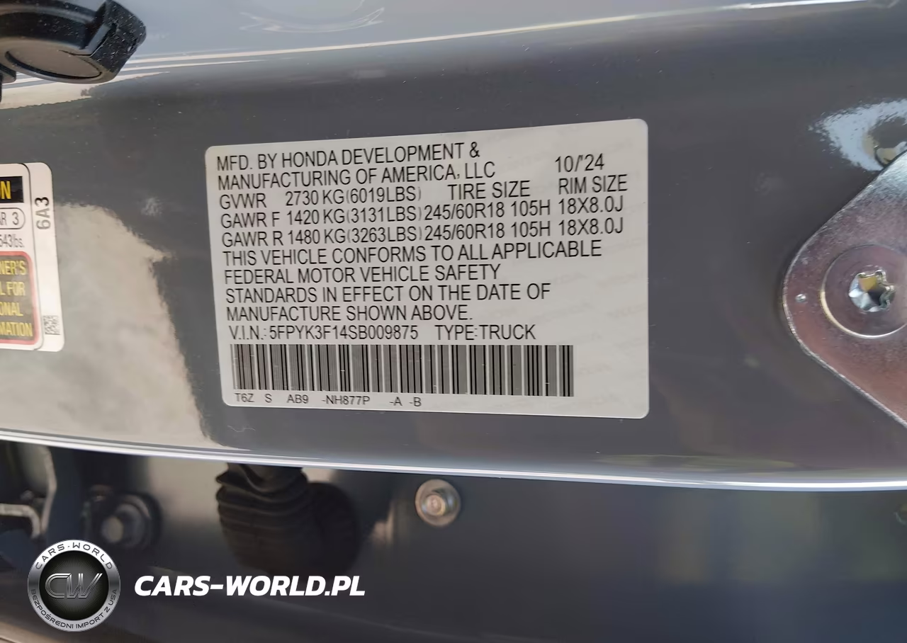 2025 Honda Ridgeline Sport VIN:5FPYK3F14SB009875 - 9