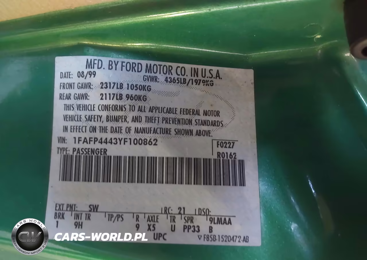 2000 Ford Mustang VIN:1FAFP4443YF100862 - 9