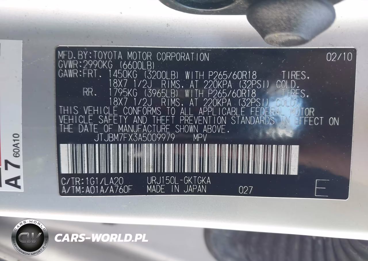 2010 Lexus Gx 460 VIN:JTJBM7FX3A5009979 - 9