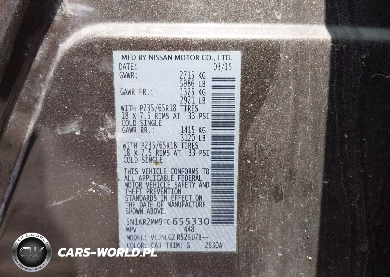 2015 Nissan Pathfinder Sl VIN:5N1AR2MM9FC655330 - 9