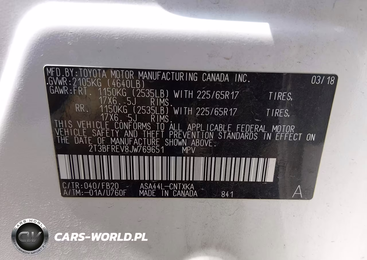 2018 Toyota Rav4 Le VIN:2T3BFREV8JW769651 - 9