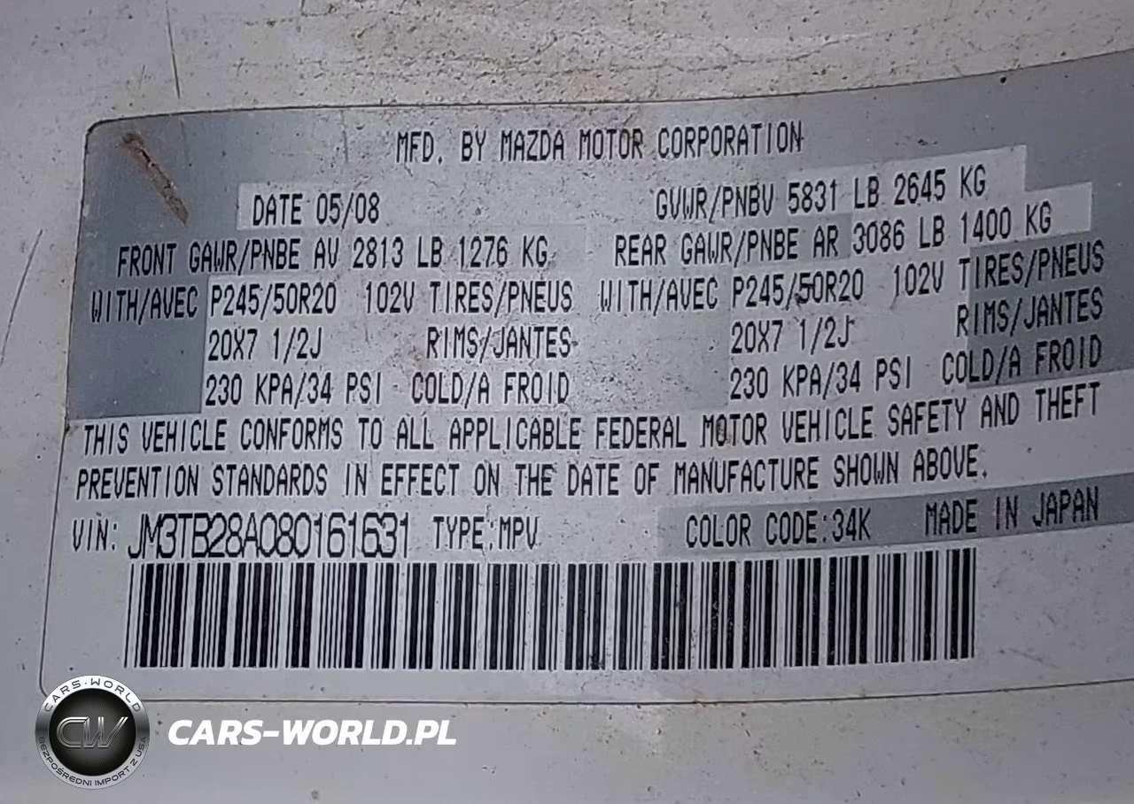 2008 Mazda Cx-9 Grand Touring VIN:JM3TB28A080161631 - 9