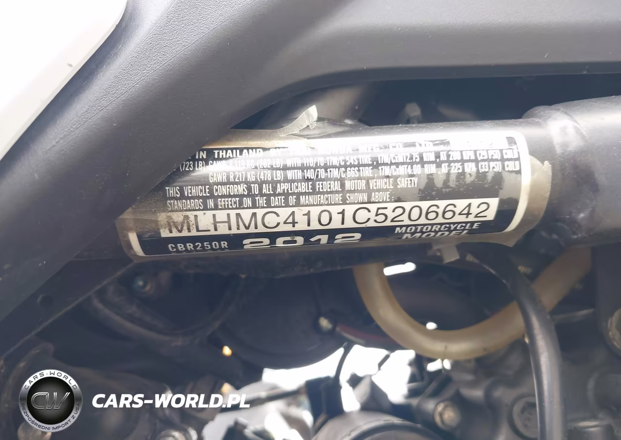 2012 Honda Cbr250 R VIN:MLHMC4101C5206642 - 10