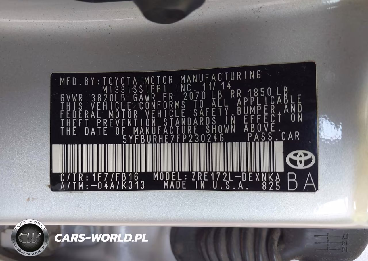 2015 Toyota Corolla Le VIN:5YFBURHE7FP230246 - 9