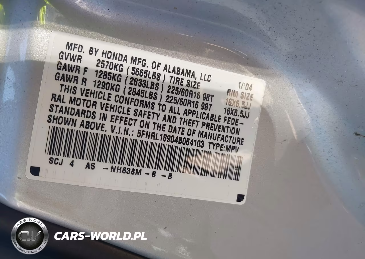 2004 Honda Odyssey Ex-L VIN:5FNRL18904B064103 - 9