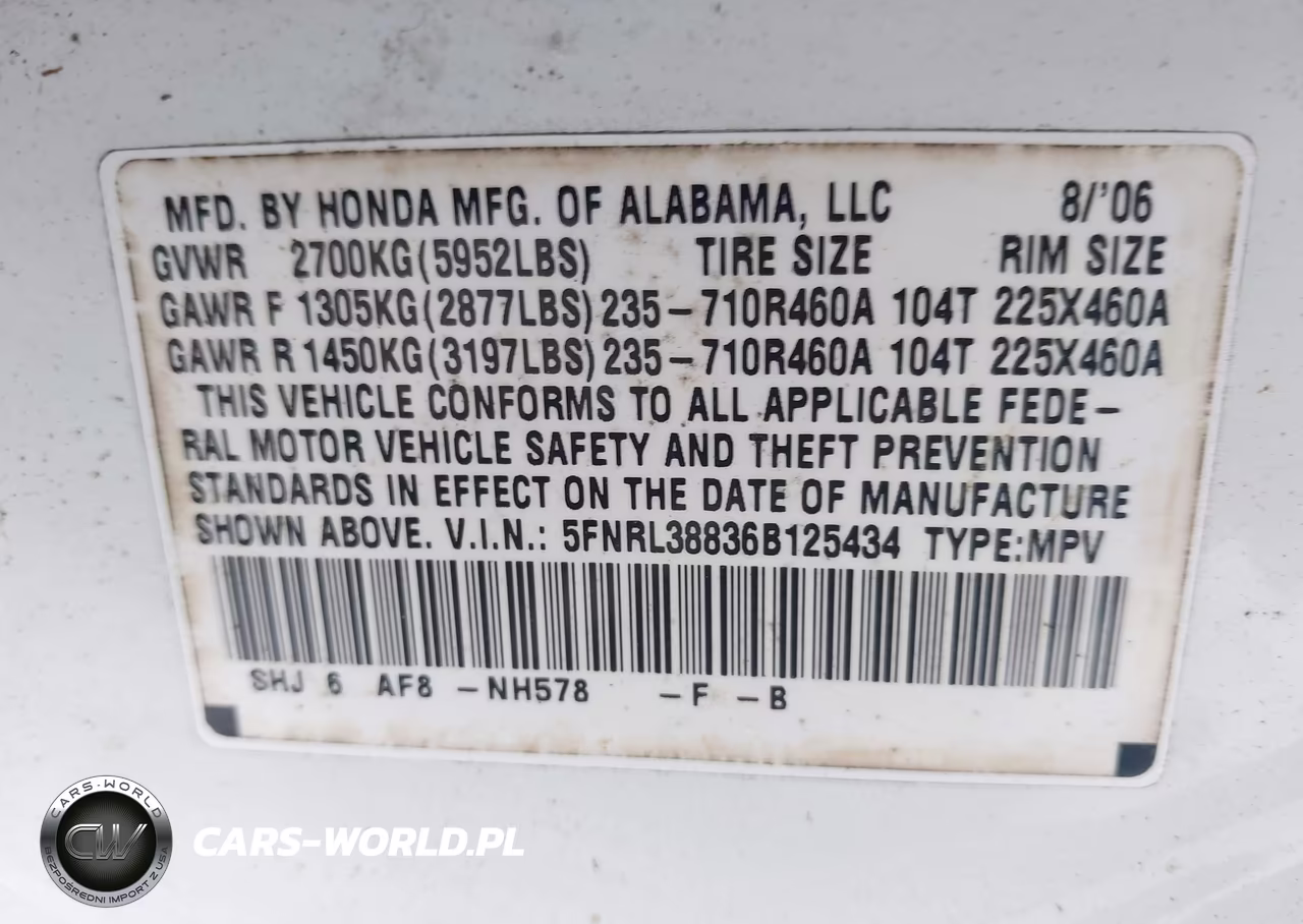 2006 Honda Odyssey Touring VIN:5FNRL38836B125434 - 9