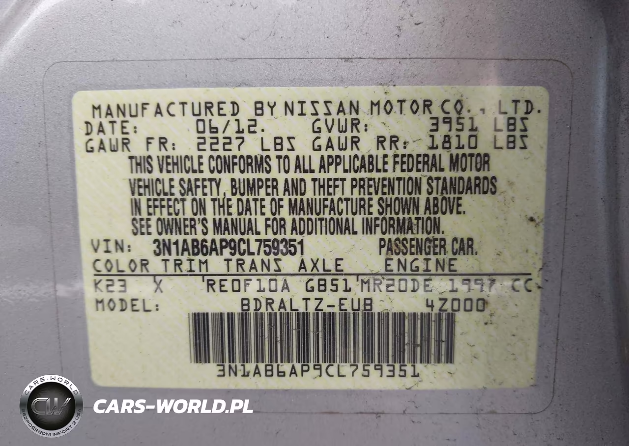 2012 Nissan Sentra 2.0 S VIN:3N1AB6AP9CL759351 - 9