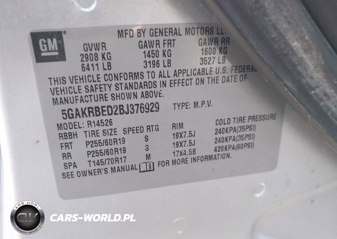 2011 Buick Enclave 1Xl VIN:5GAKRBED2BJ376929 - 9