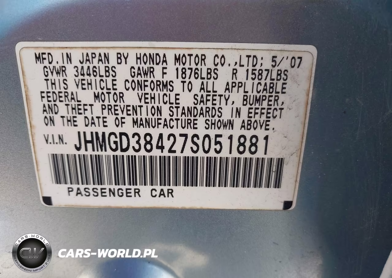 2007 Honda Fit VIN:JHMGD38427S051881 - 9