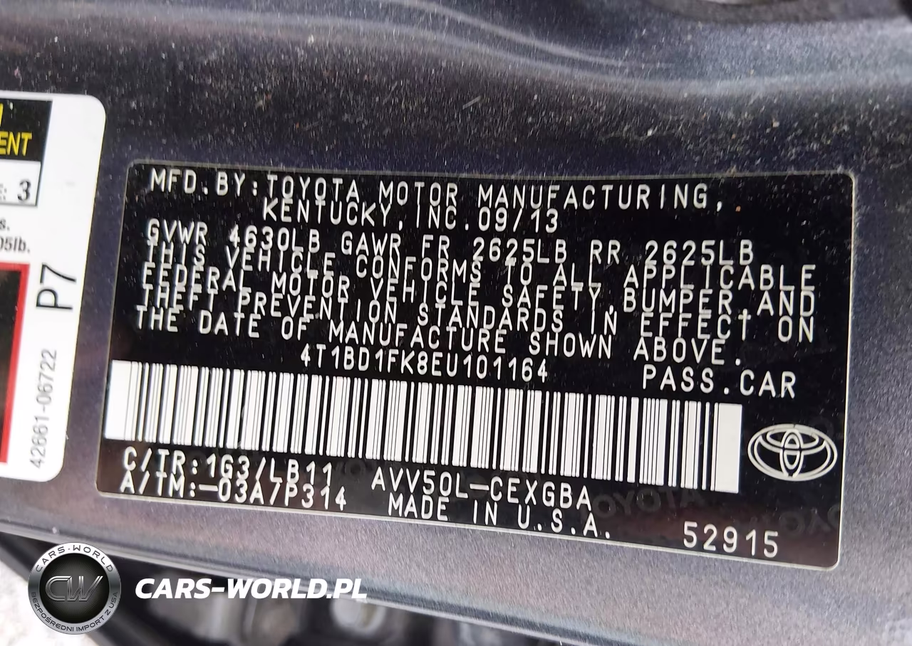 2014 Toyota Camry Hybrid Xle VIN:4T1BD1FK8EU101164 - 9