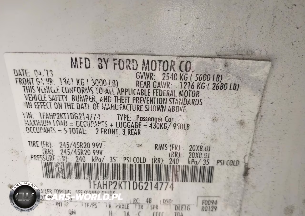 2013 Ford Taurus Sho VIN:1FAHP2KT1DG214774 - 9