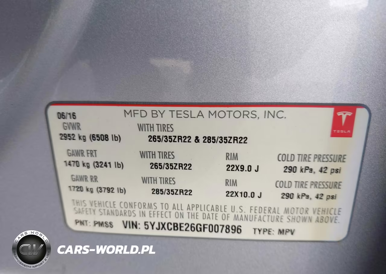 2016 Tesla Model X 60D-70D-75D-90D-P100D VIN:5YJXCBE26GF007896 - 9