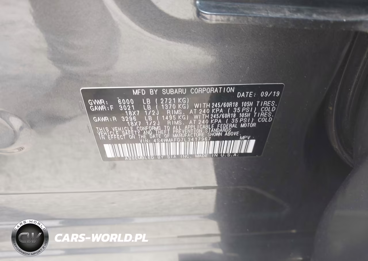 2020 Subaru Ascent Premium VIN:4S4WMAFD7L3417967 - 9
