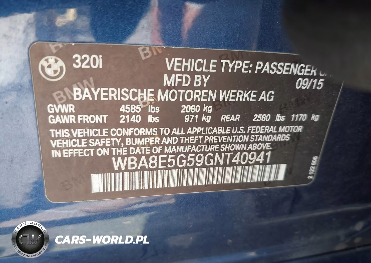 2016 BMW 320I xDrive VIN:WBA8E5G59GNT40941 - 9