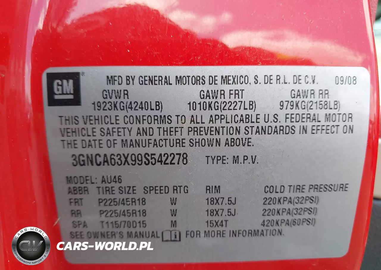 2009 Chevrolet Hhr Ss VIN:3GNCA63X99S542278 - 9