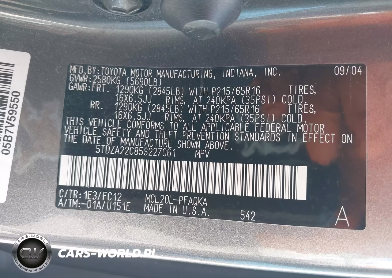 2005 Toyota Sienna Xle VIN:5TDZA22C85S227061 - 9
