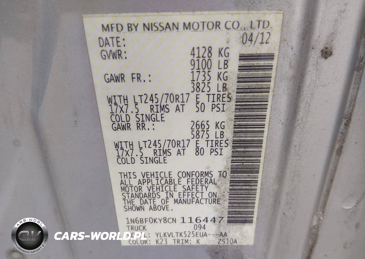 2012 Nissan Nv 2500 Nv2500 Hd Sv V6 VIN:1N6BF0KY8CN116447 - 9
