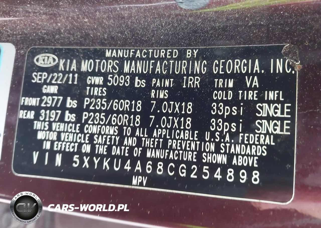 2012 Kia Sorento Ex VIN:5XYKU4A68CG254898 - 9