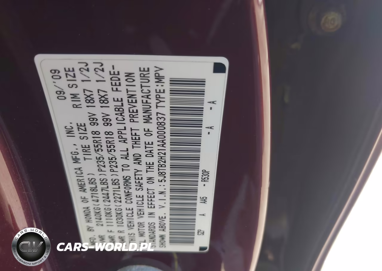 2010 Acura Rdx VIN:5J8TB2H21AA000837 - 9
