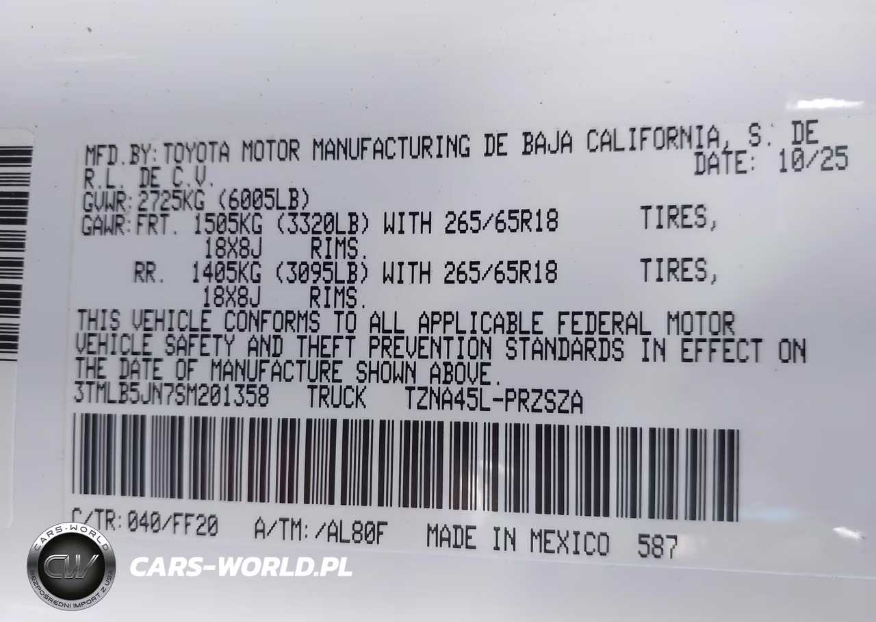 2025 Toyota Tacoma Sr5 VIN:3TMLB5JN7SM201358 - 9