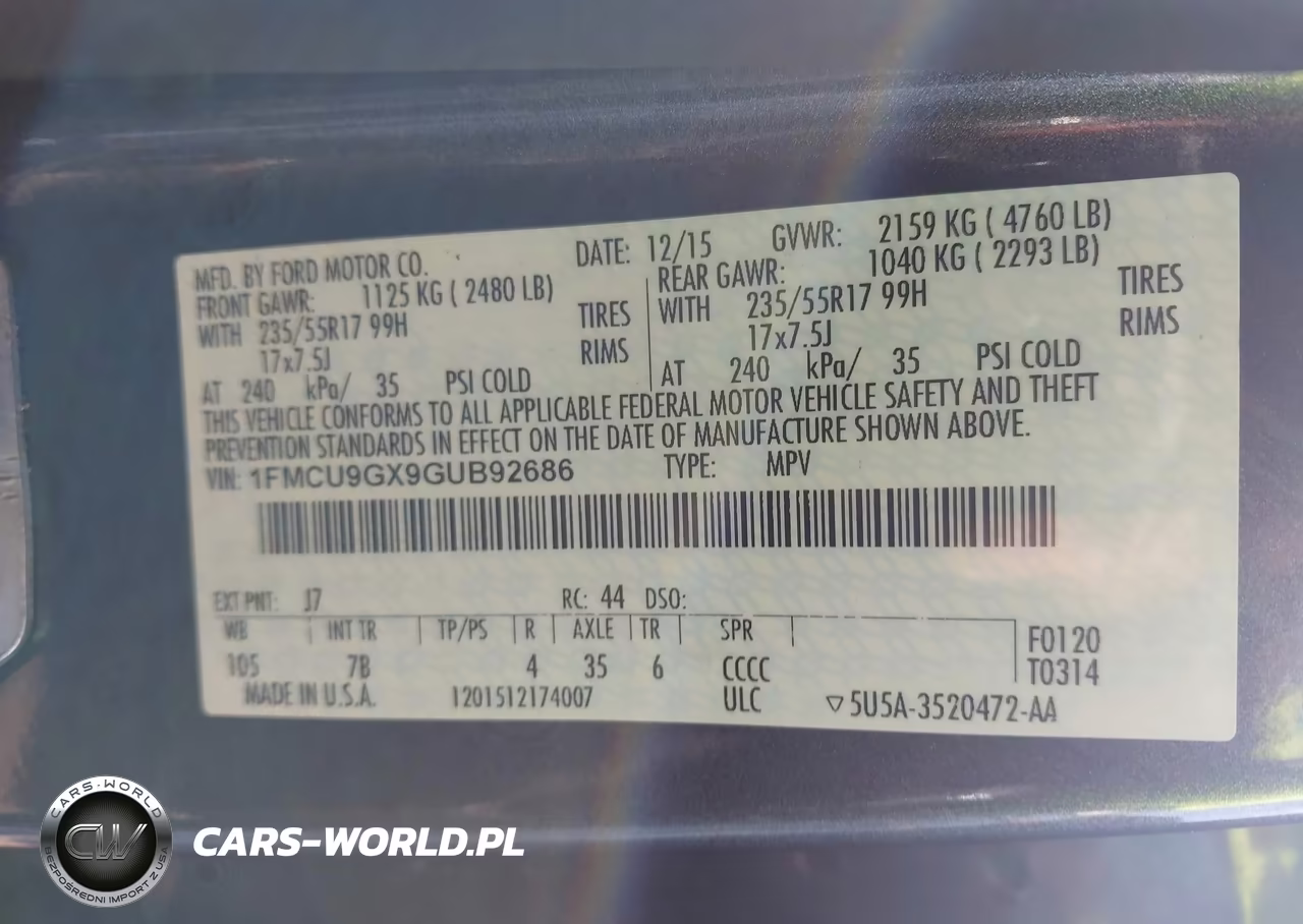 2016 Ford Escape Se VIN:1FMCU9GX9GUB92686 - 9