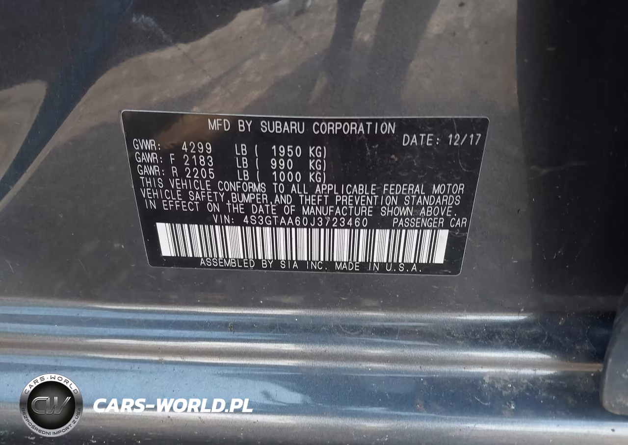 2018 Subaru Impreza 2.0I VIN:4S3GTAA60J3723460 - 9