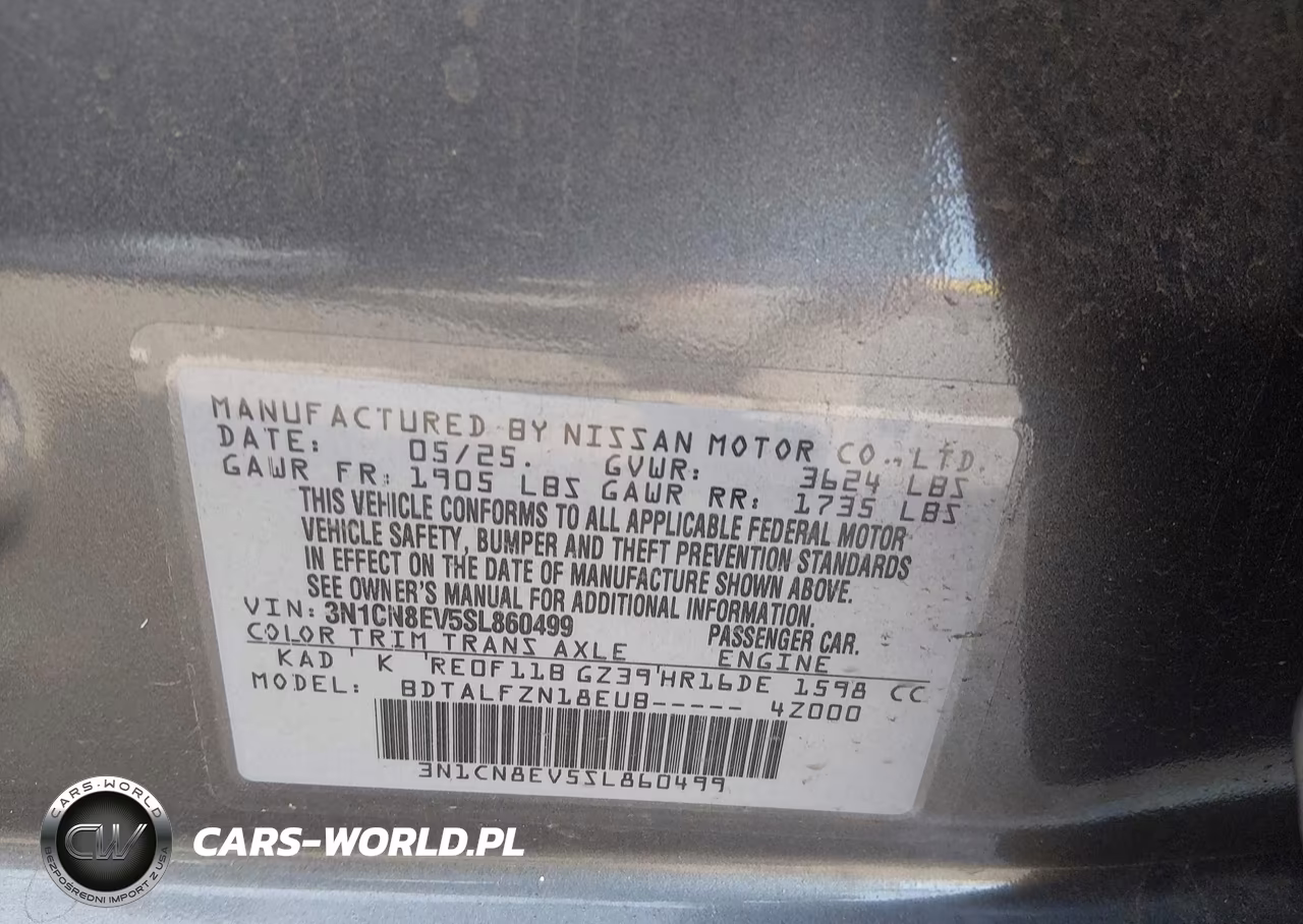 2025 Nissan Versa Sv VIN:3N1CN8EV5SL860499 - 9