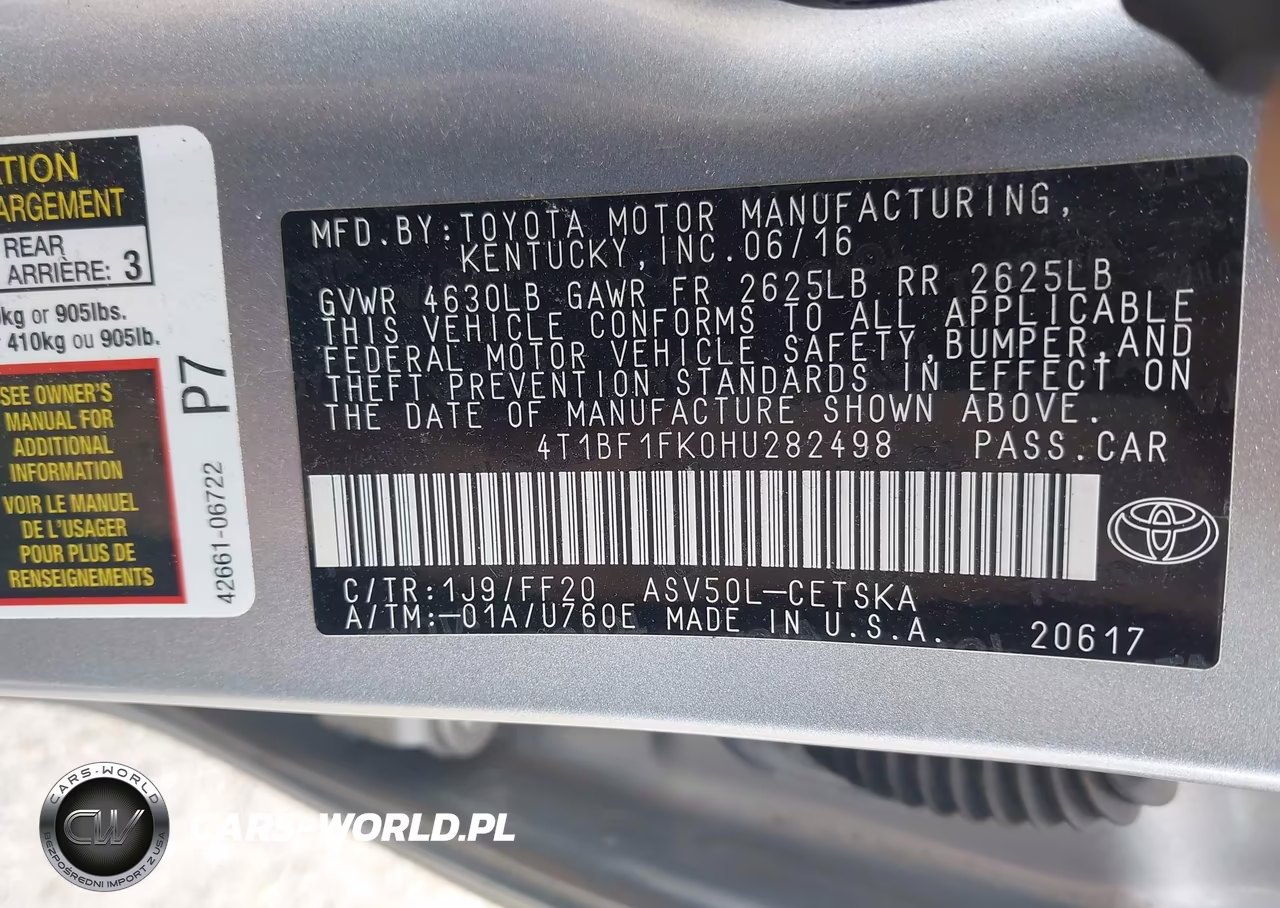 2017 Toyota Camry Se VIN:4T1BF1FK0HU282498 - 9