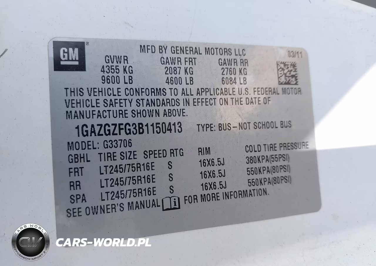 2011 Chevrolet Express 3500 Ls VIN:1GAZGZFG3B1150413 - 9
