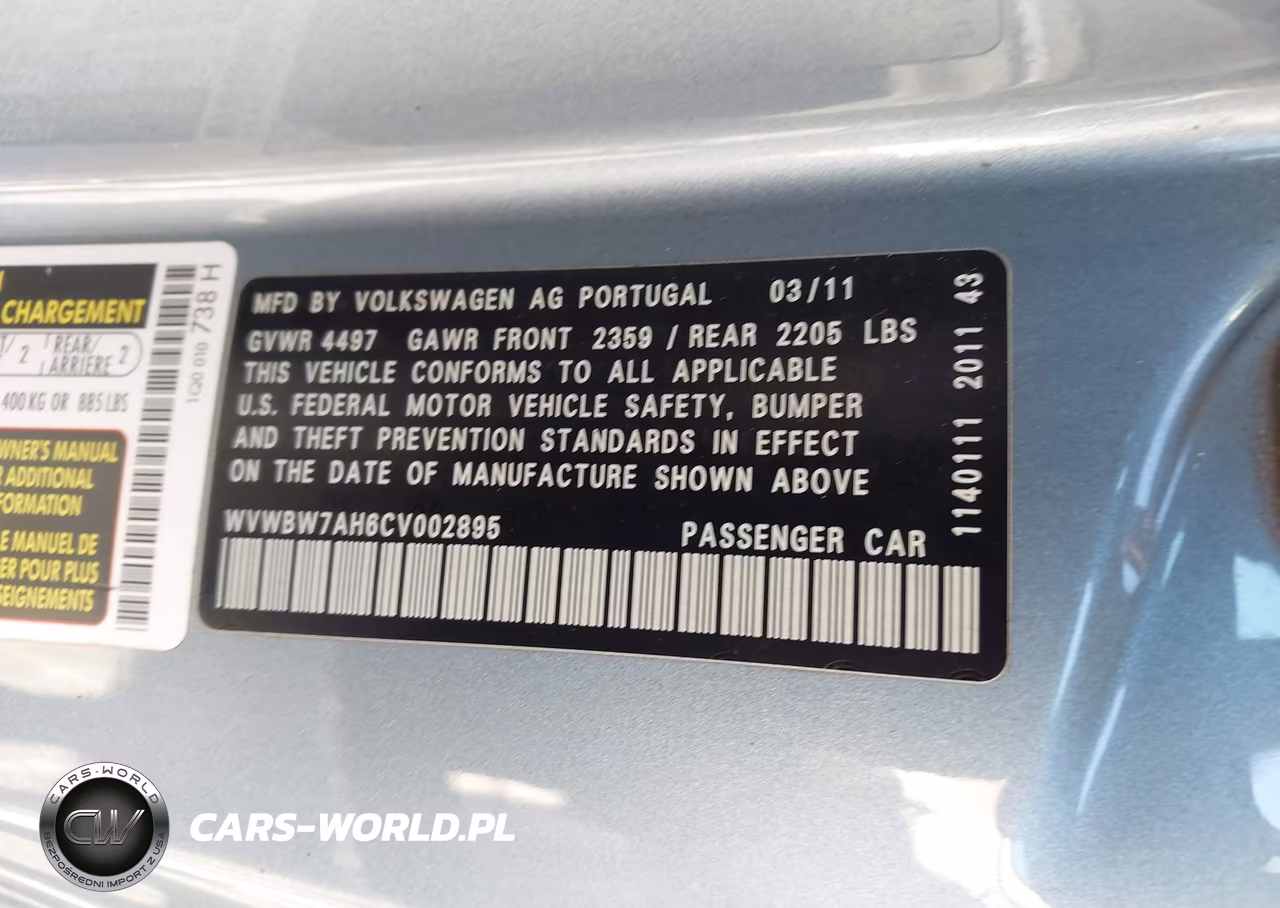 2012 Volkswagen Eos Komfort VIN:WVWBW7AH6CV002895 - 9