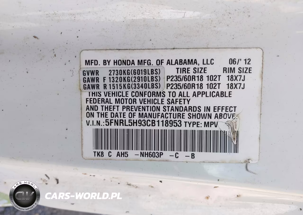 2012 Honda Odyssey Touring-Touring Elite VIN:5FNRL5H93CB118953 - 9