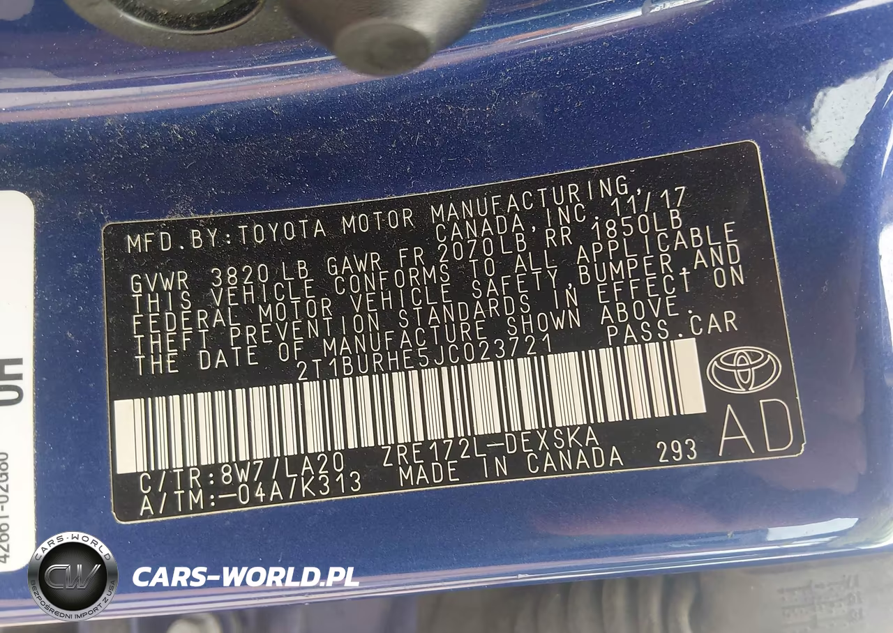 2018 Toyota Corolla L-Le-Xle-Se-Xse VIN:2T1BURHE5JC023721 - 9