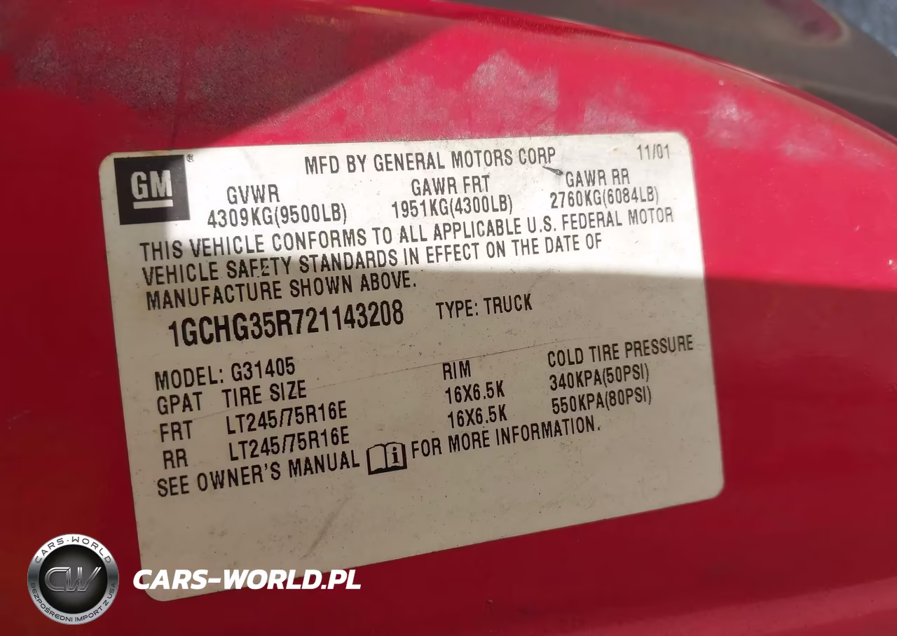 2002 Chevrolet Express VIN:1GCHG35R721143208 - 9