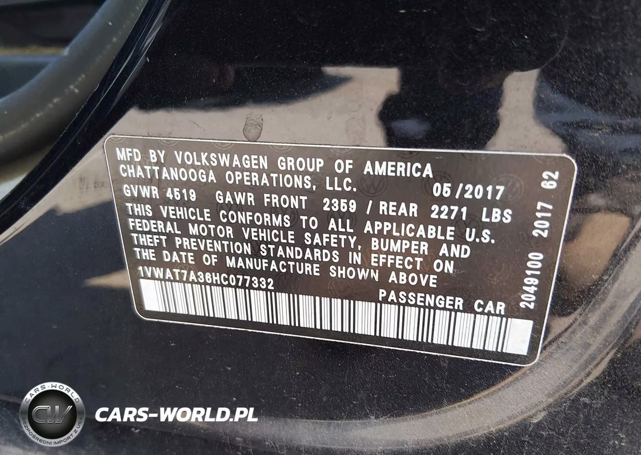 2017 Volkswagen Passat 1.8T S VIN:1VWAT7A36HC077332 - 9