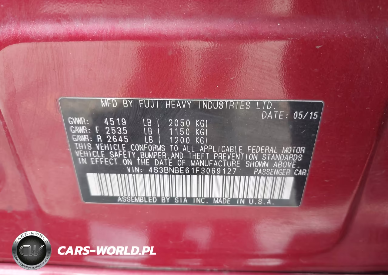 2015 Subaru Legacy 2.5I Premium VIN:4S3BNBE61F3069127 - 9