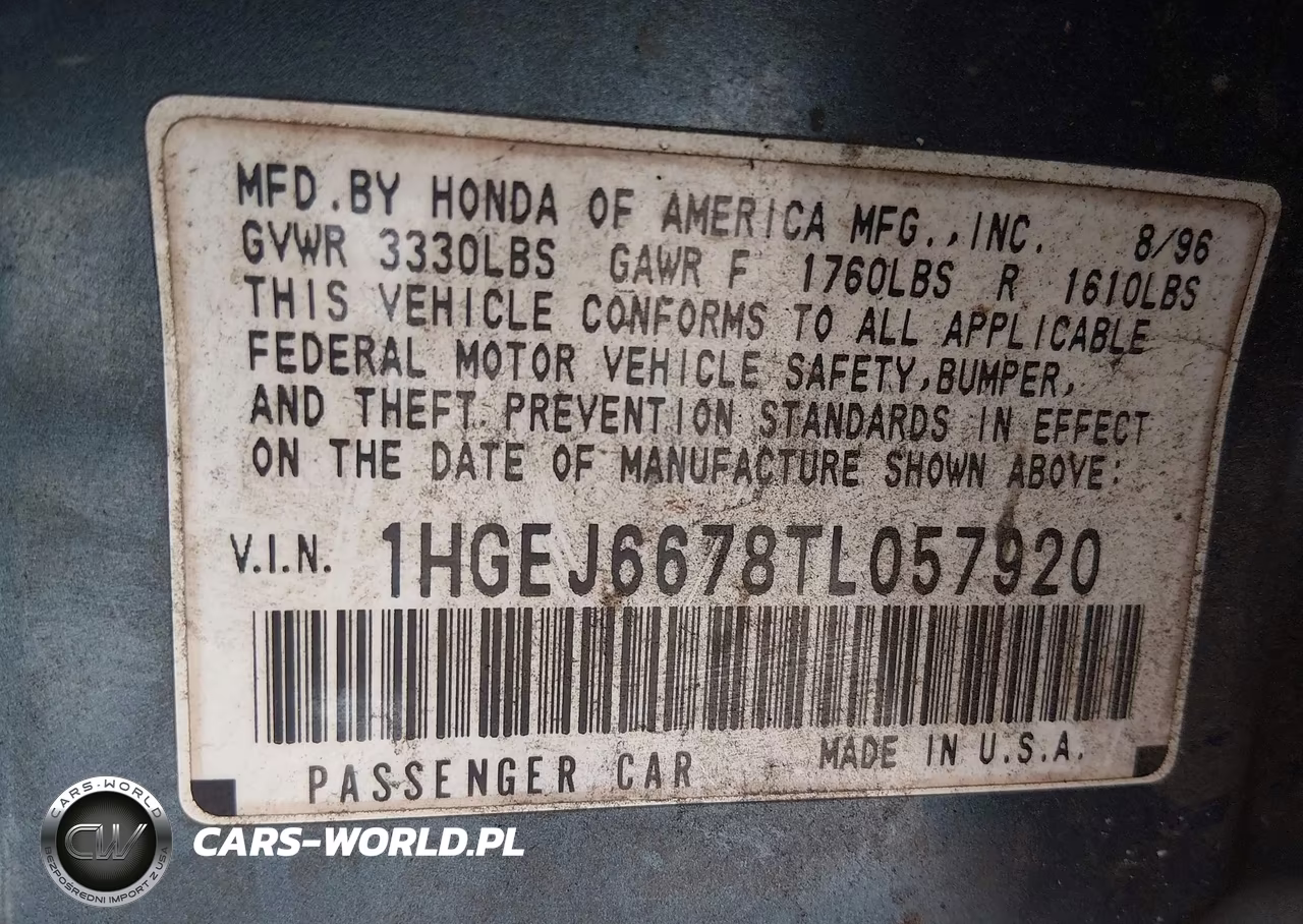 1996 Honda Civic Lx VIN:1HGEJ6678TL057920 - 9