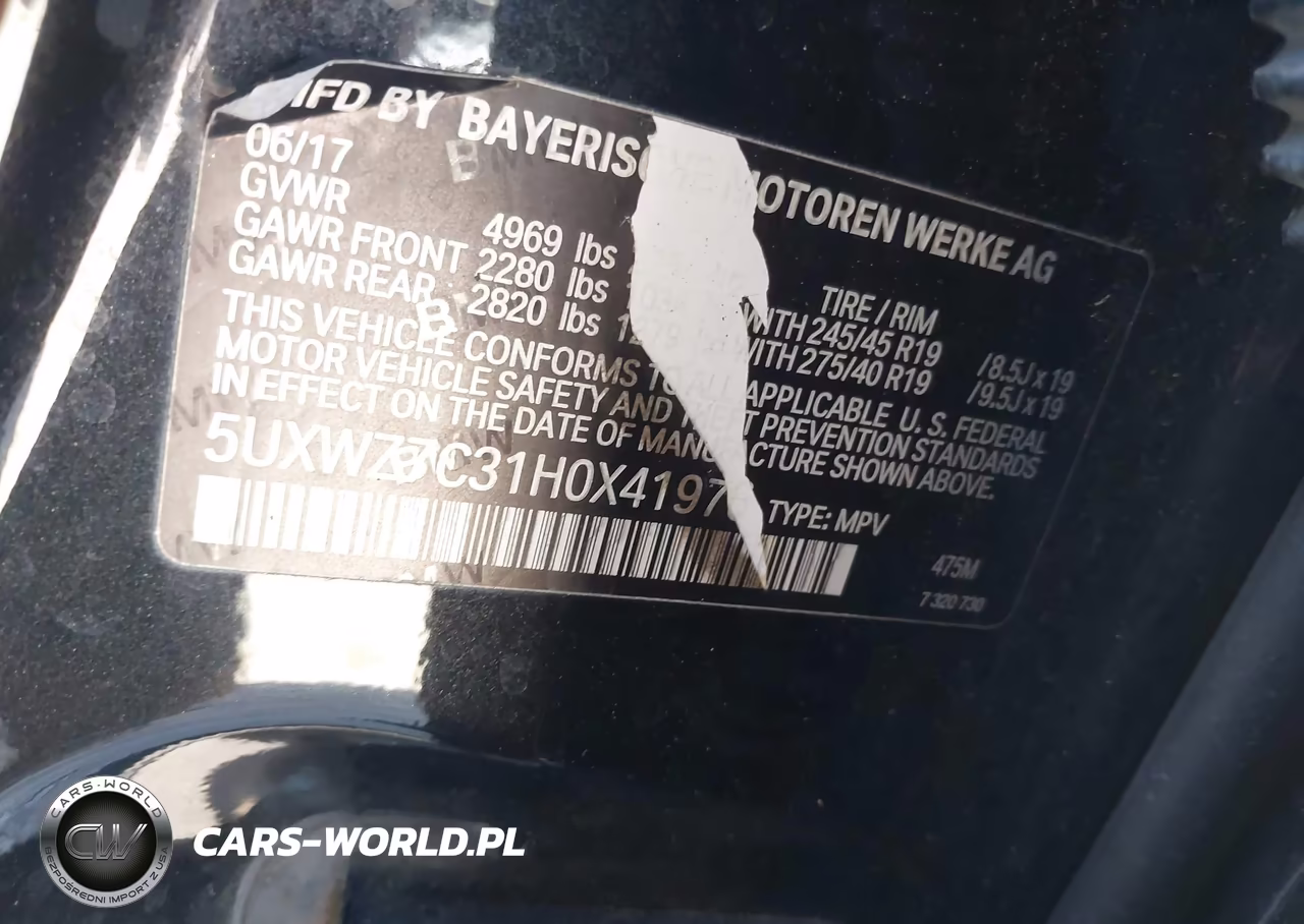 2017 BMW X3 Sdrive28I VIN:5UXWZ7C31H0X41976 - 9