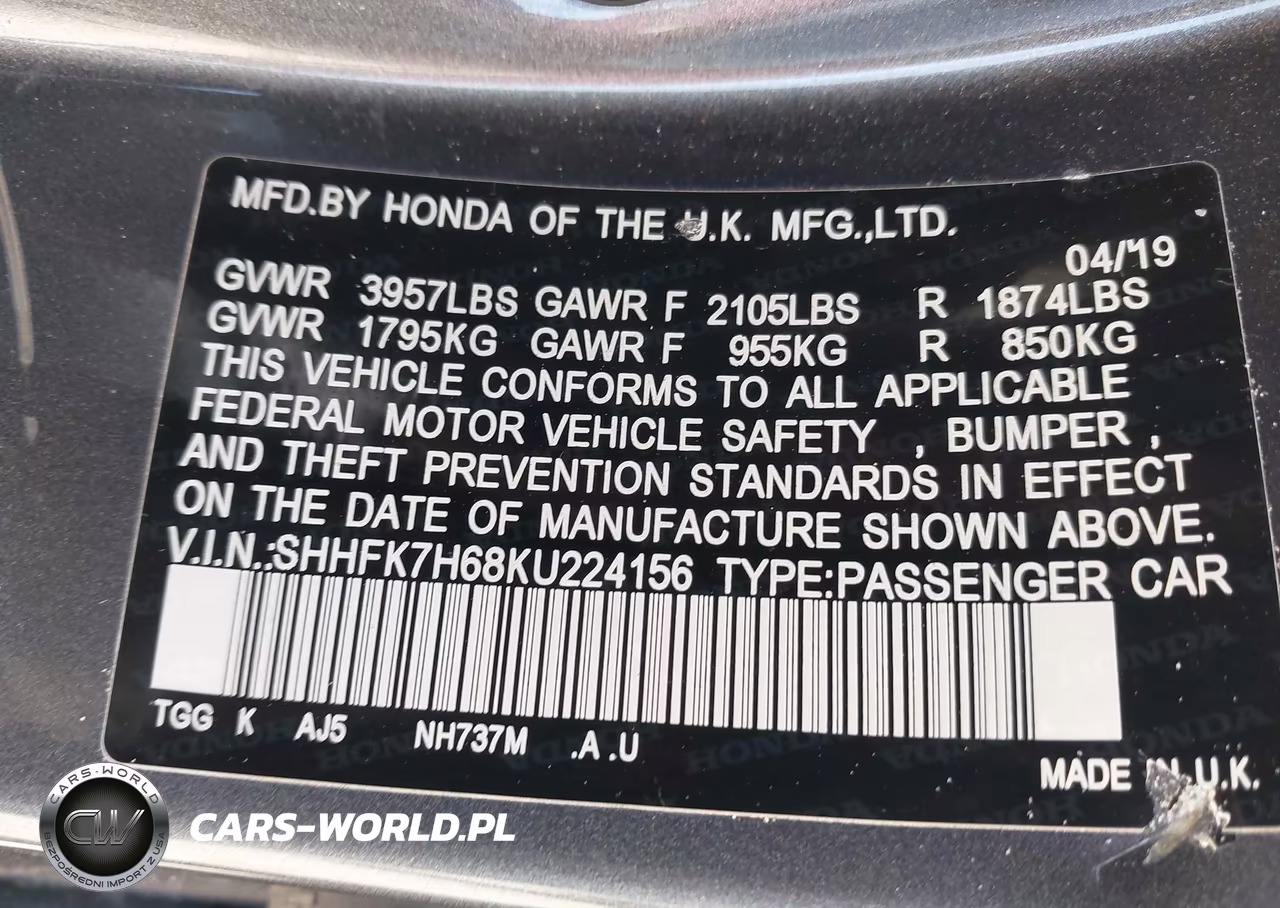 2019 Honda Civic Ex VIN:SHHFK7H68KU224156 - 9