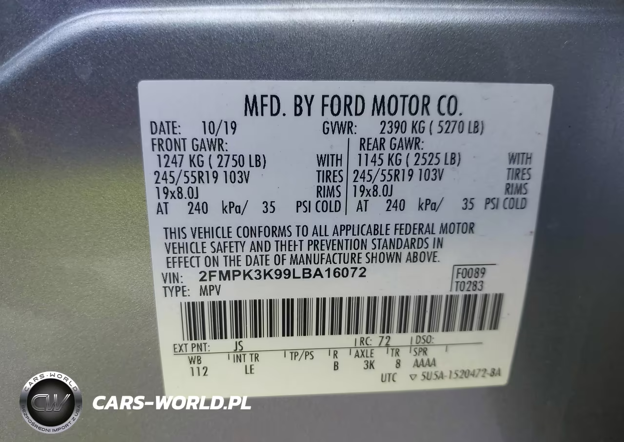 2020 Ford Edge Titanium VIN:2FMPK3K99LBA16072 - 9