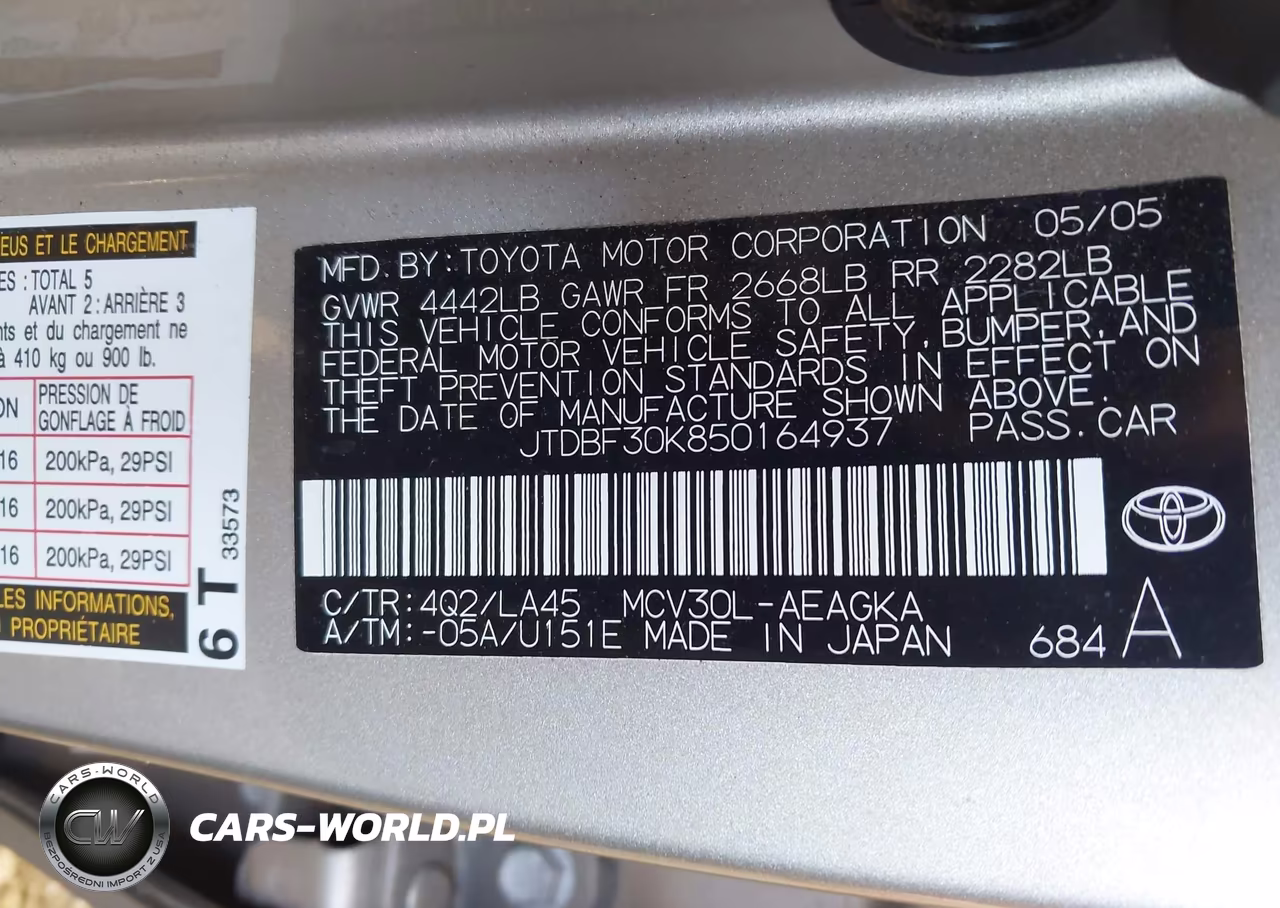 2005 Toyota Camry Xle V6 VIN:JTDBF30K850164937 - 9