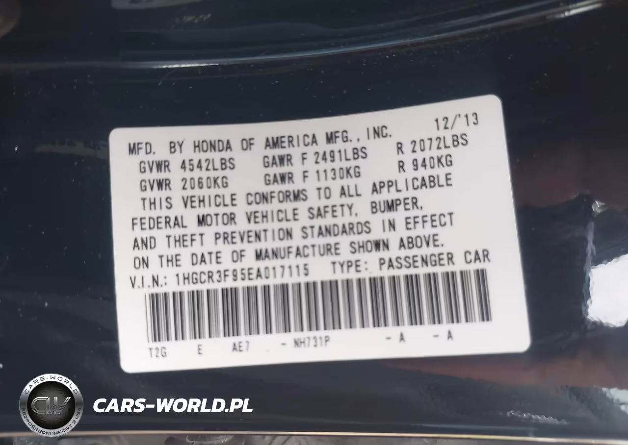 2014 Honda Accord Touring VIN:1HGCR3F95EA017115 - 9