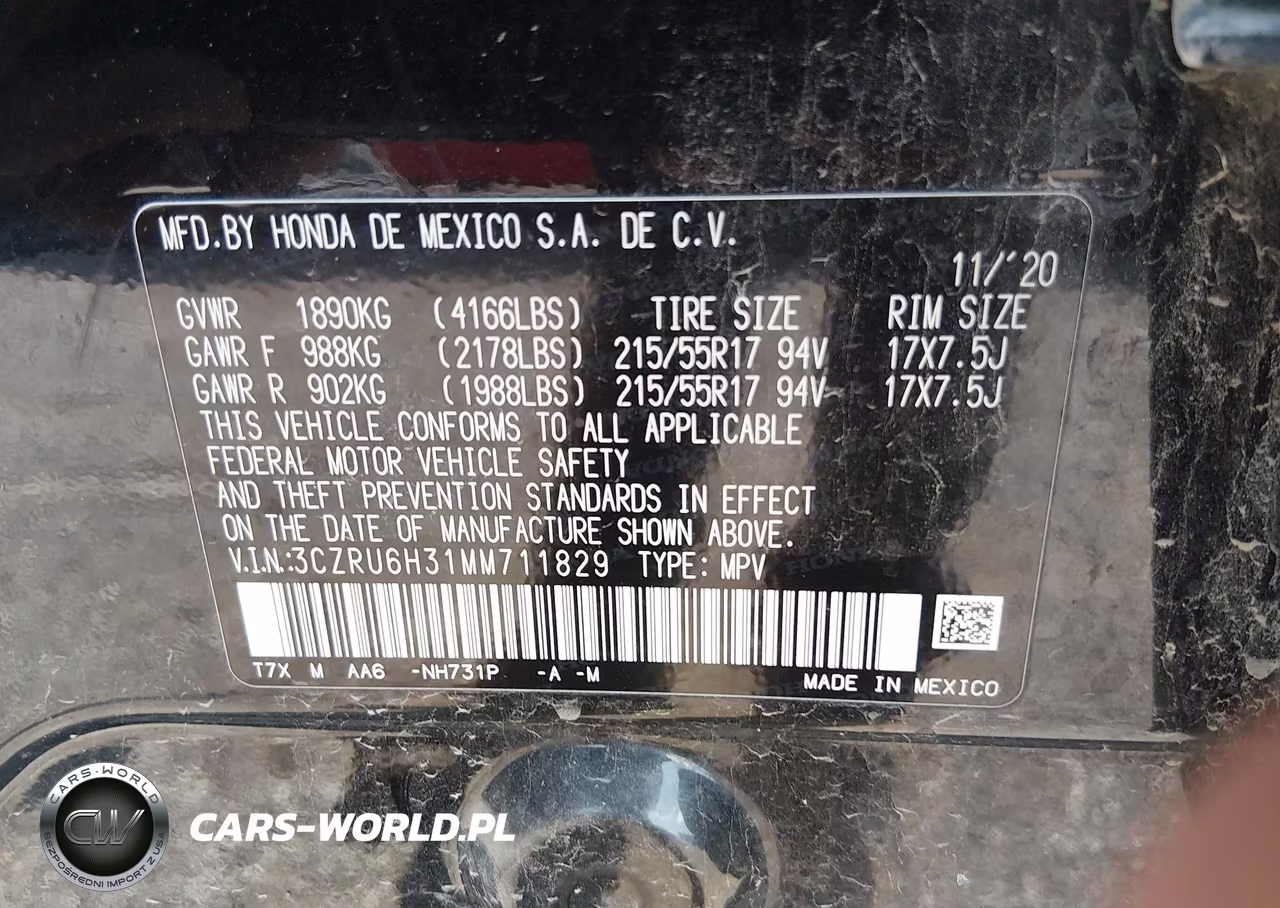 2021 Honda Hr-V Awd Lx VIN:3CZRU6H31MM711829 - 9