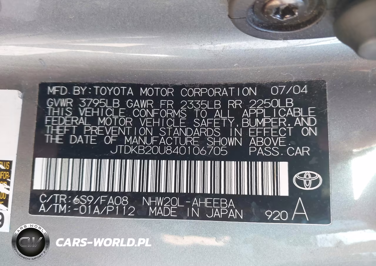 2004 Toyota Prius VIN:JTDKB20U840106705 - 9
