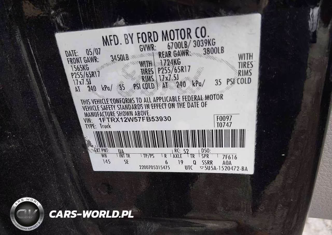 2007 Ford F-150 Stx-Xl-Xlt VIN:1FTRX12W57FB53930 - 9
