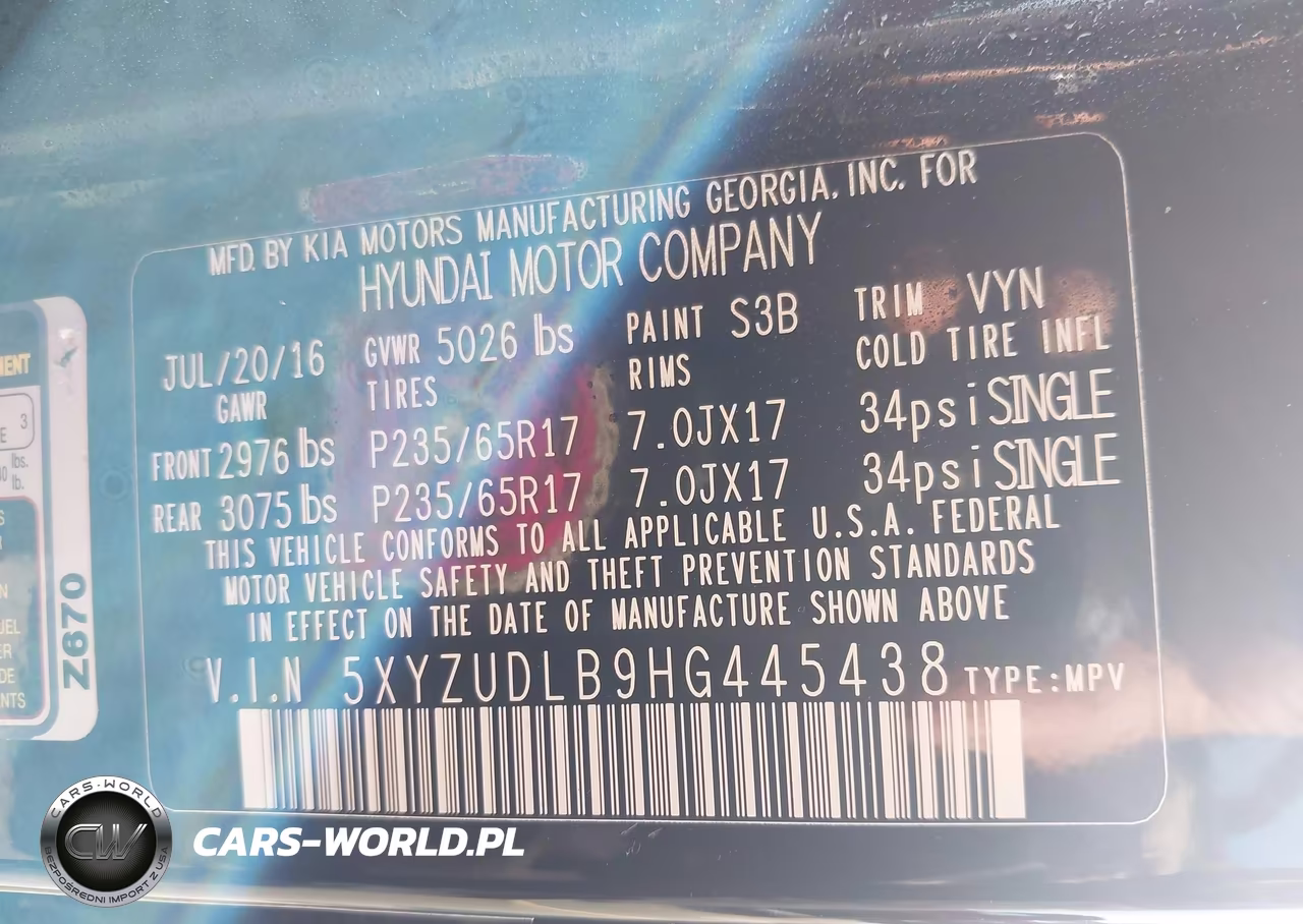 2017 Hyundai Santa Fe Sport 2.4L VIN:5XYZUDLB9HG445438 - 9