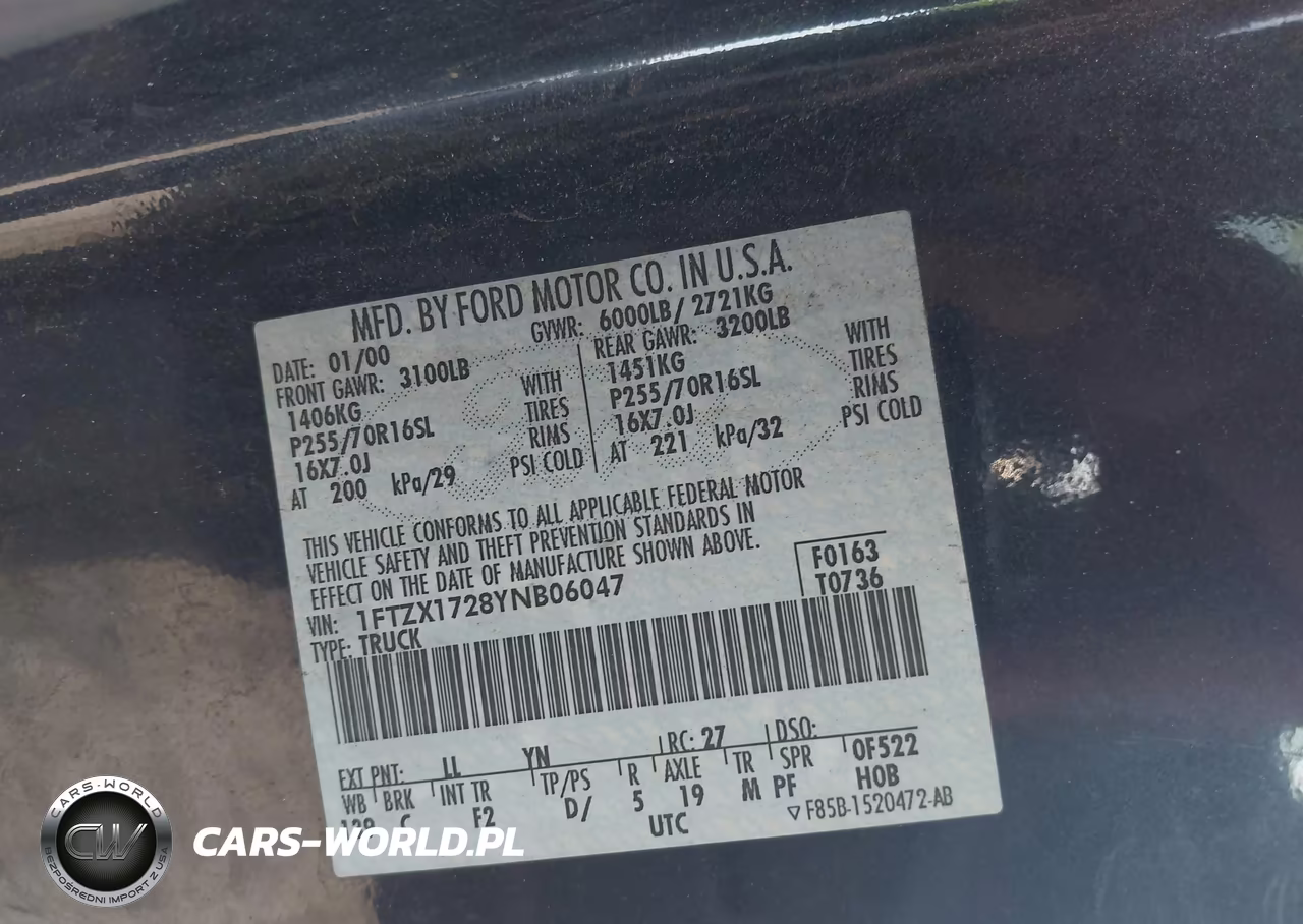 2000 Ford F-150 Work Series-Xl-Xlt VIN:1FTZX1728YNB06047 - 9