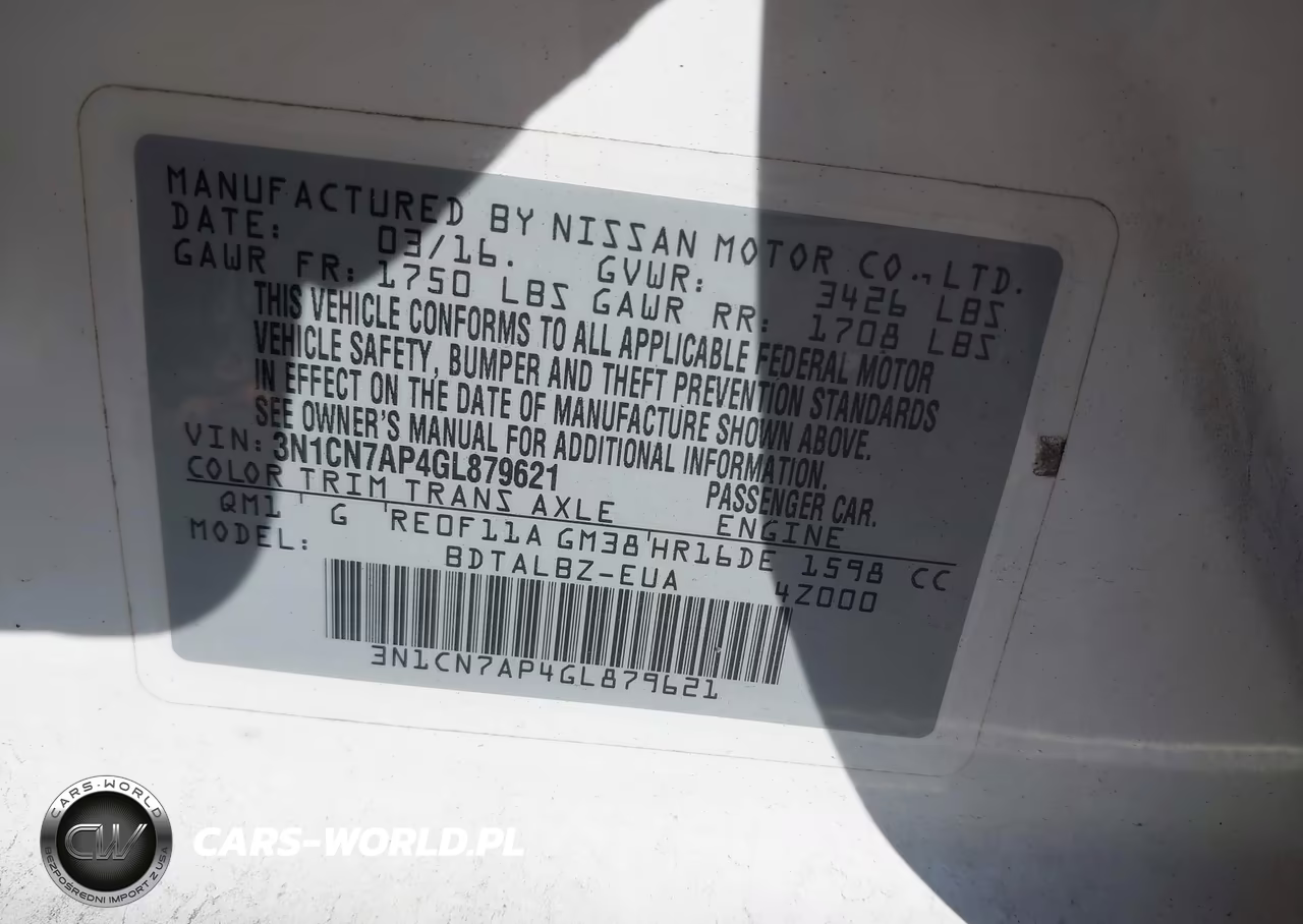 2016 Nissan Versa 1.6 Sv VIN:3N1CN7AP4GL879621 - 9