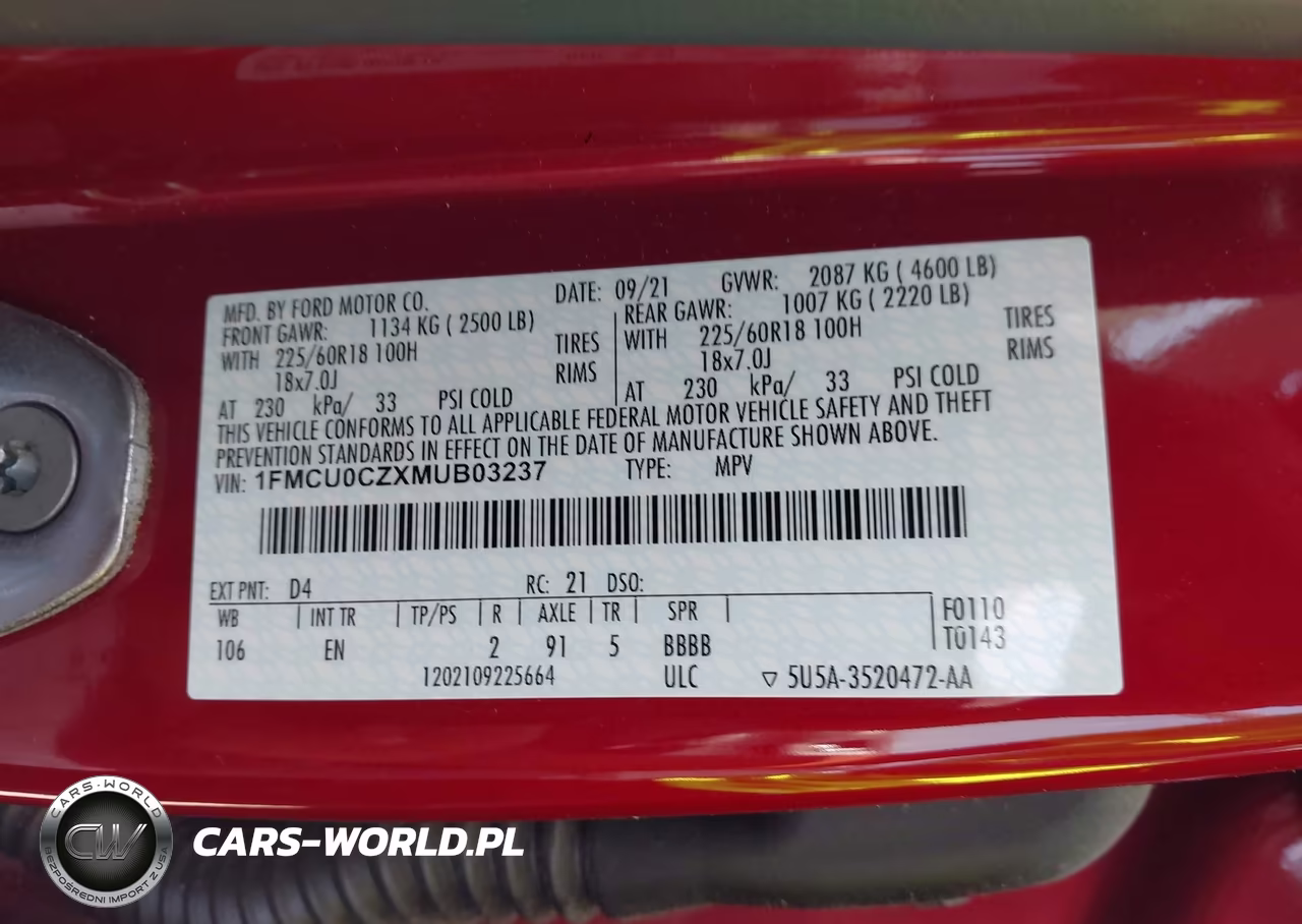 2021 Ford Escape Sel Hybrid VIN:1FMCU0CZXMUB03237 - 9